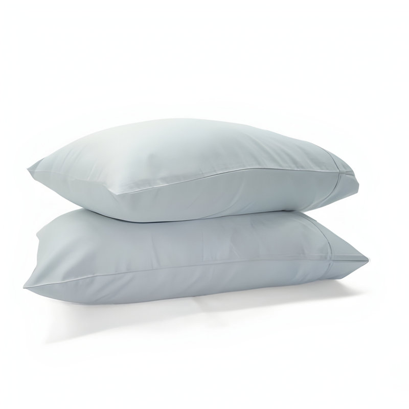 400TC Sateen Cotton Solid Pillowcases (Set Of 2), Light Blue