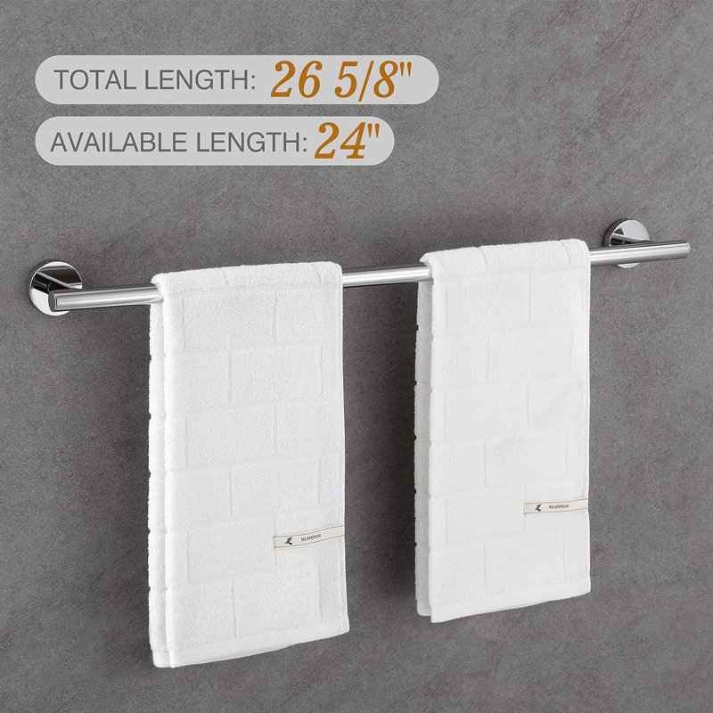 Modern 24-Inch Towel Bar Set Wall Mounted, Durable SUS304 Stainless Steel Bathroom Accessories Set, Polished Chrome