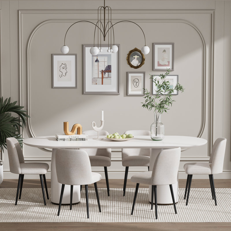 Lariel Dining Chairs with Metal Legs, Black, Beige