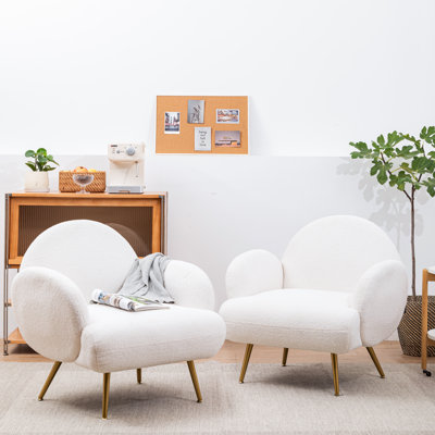 Oziah Sherpa Upholstered Armchair, Modern Accent Chair with Metal Legs