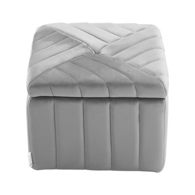 Anwaar 46cm Wide Velvet Solid Colour Standard Ottoman with Storage