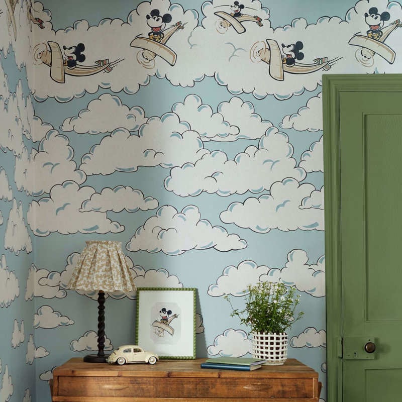 Mickey in the Clouds Sea Salt 3m x 1.04m Matte Wall Mural
