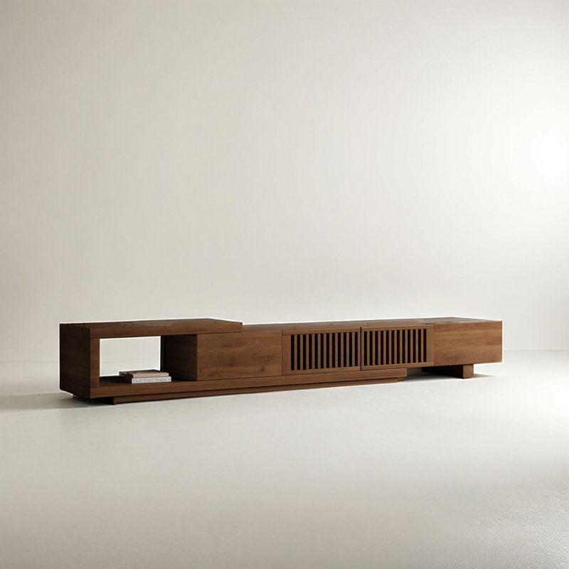 Modern TV Stand, Retractable TV Cabinet up to 103 Inches, 5 Storage Spaces, Fits Flat Screen TVs