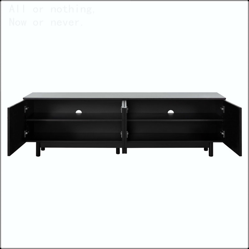 Meuble télé arqué pour téléviseur de 78 po ou moins avec tablettes réglables, Noir
