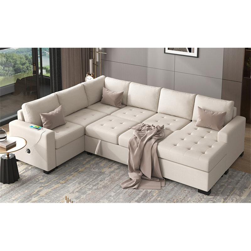 Canapé-lit modulaire avec lit escamotable U_Style, Beige