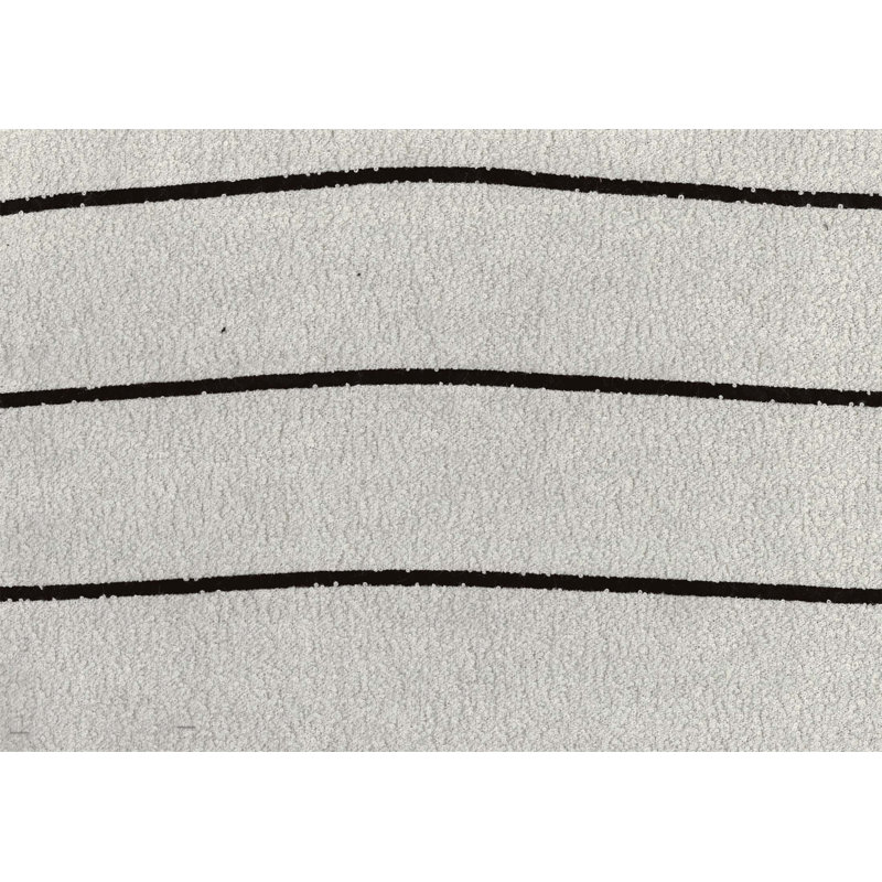 Repose-pieds rembourré en tissu jacquard blanc cassé Modern, Polyester - Off-White/Black Striped