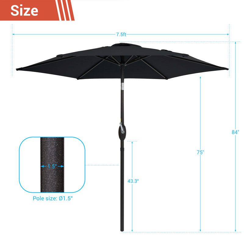 Parasol Sawyer, Noir, H 90 po x l 90 po x P 90 po