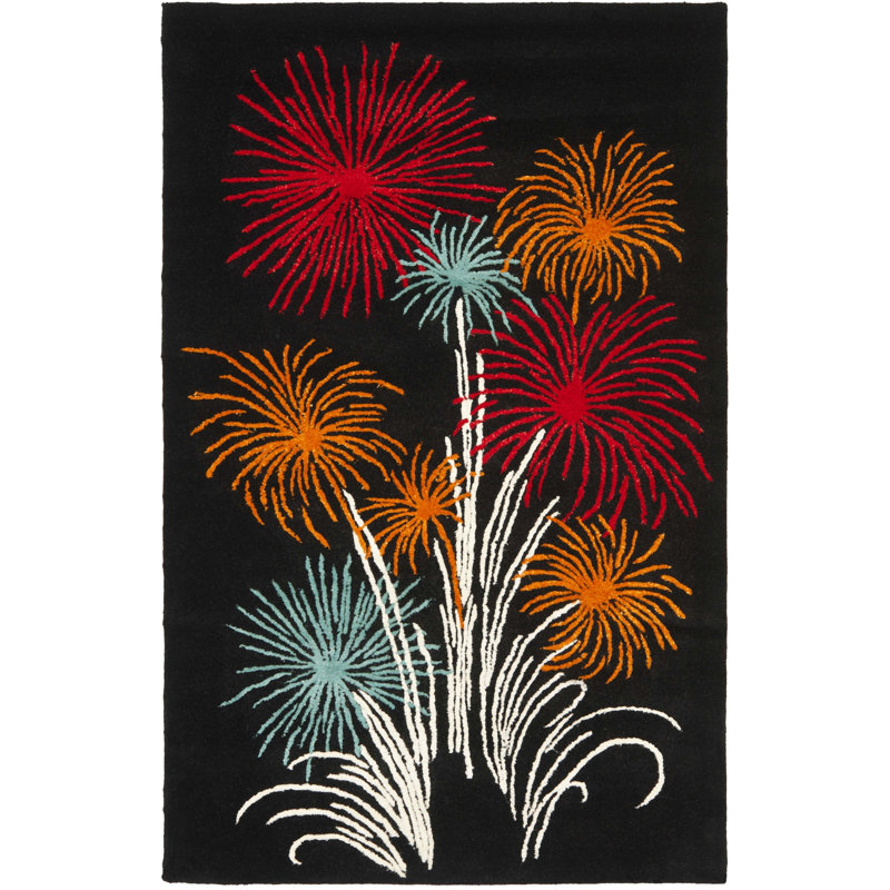Candelo Soho Hand Tufted Wool And Viscose Floral Rug, Rectangle 2' x 3'