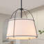 Luminaire suspendu cylindrique à 3 lumières avec abat-jour en tissu blanc-1040338214