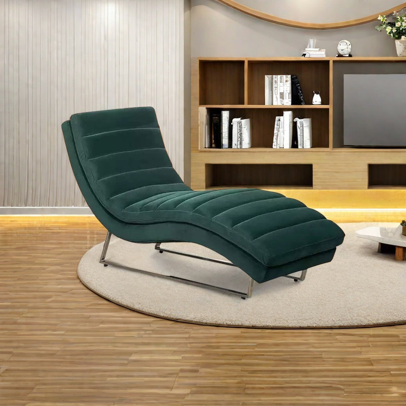Élégante chaise en bois massif en forme de S, Vert foncé