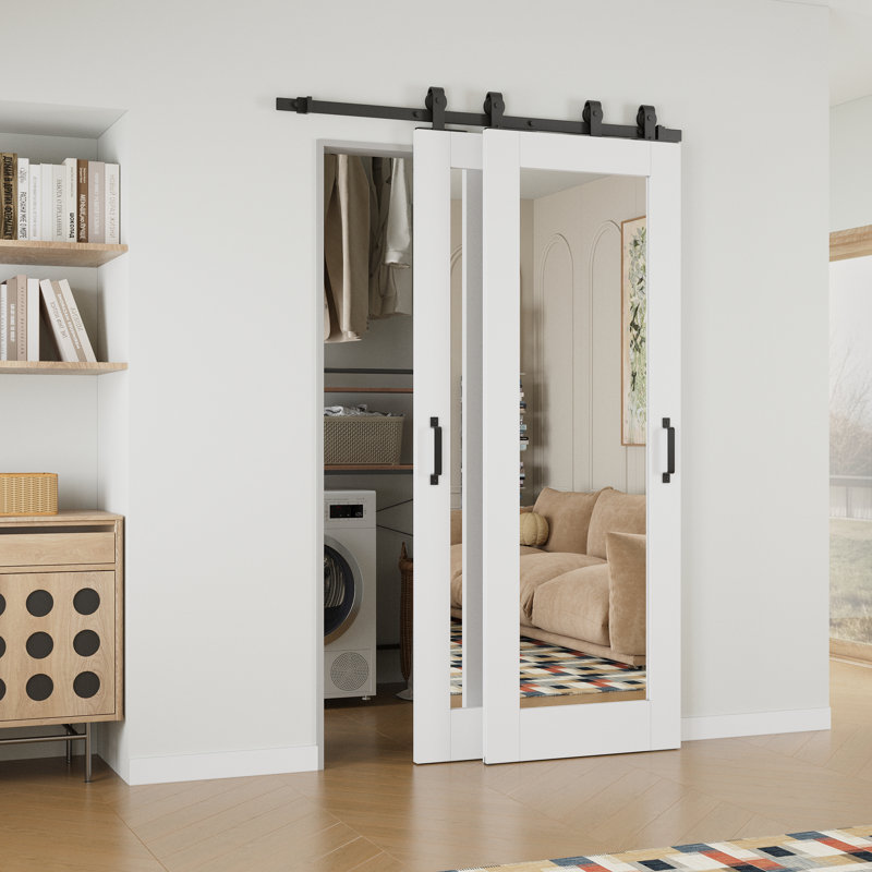 Porte de grange coulissante 80 po 1-Lite, 48 po x 96 po