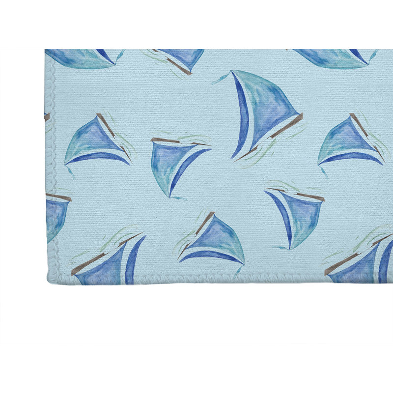 Tapis de cuisine antidérapant Summer, Rectangulaire 3 pi x 5 pi, Bleu nuage