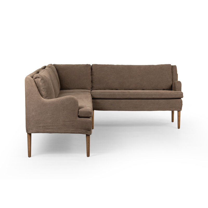 Aurelia Modular 3-Piece Slipcover Sectional, Right Hand Facing, Broadway Coffee Linen, 34.5" H x 99" W x 76" D