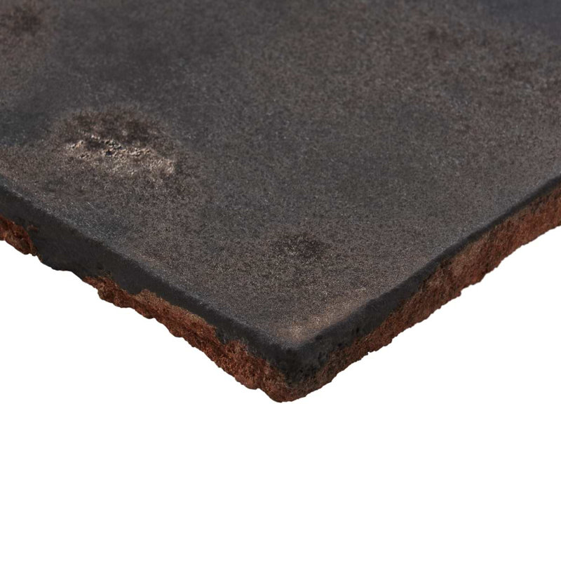 Emery Blue 4X4 Square Handmade Crackled Glossy Terracotta Tile - Final Sale, Bronze / Silver