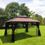 Pavillon de jardin 13 x 10 avec toile imperméable et structure en fer stable - Toit brun - Toit amovible