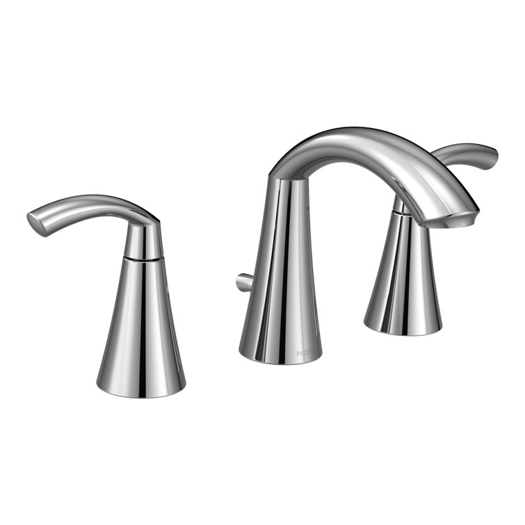 Moen Glyde Chrome Transitional Two-Handle High-Arc Widespread Bathroom Faucet With Drain Assembly, Valve Included