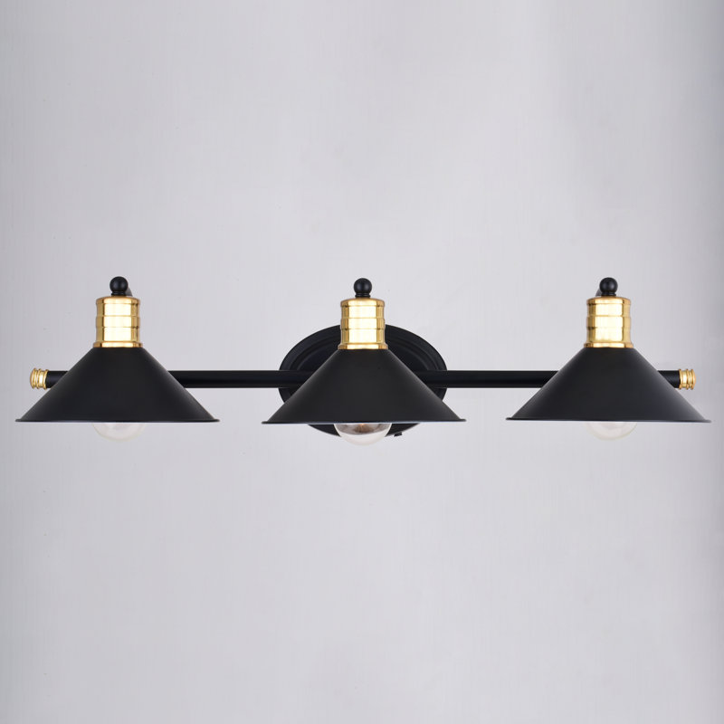 Tamar Dimmable Vanity Light, Matte Black and Natural Brass, 3