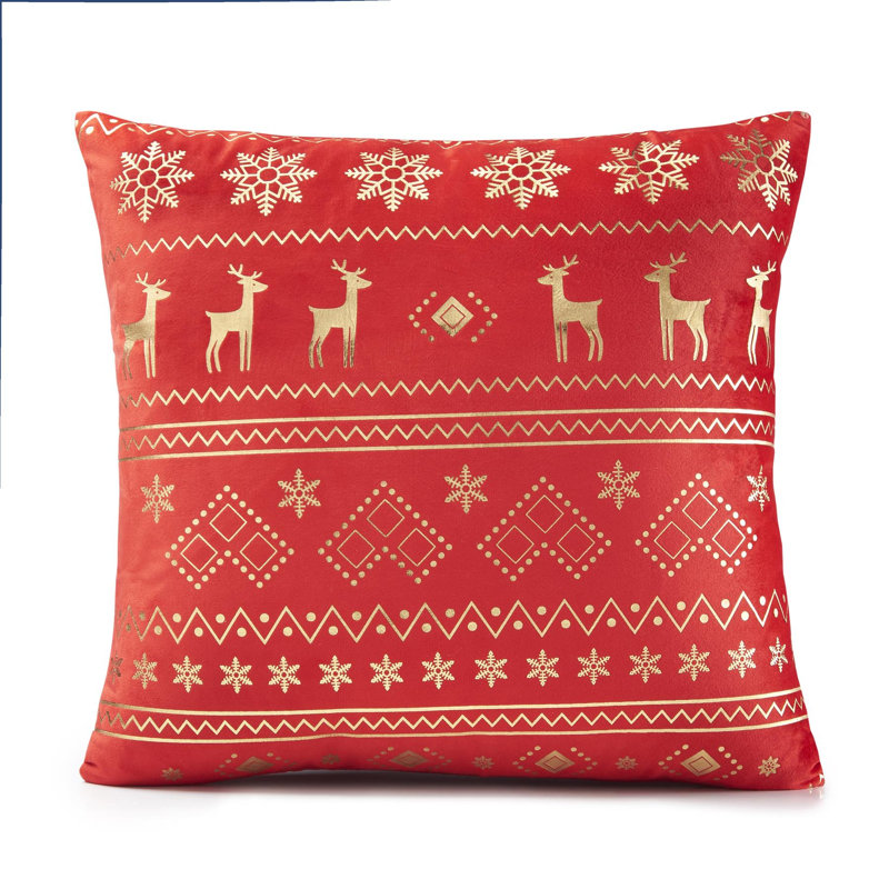 Roy Red/Gold Square Cushion Cover, Red/Gold