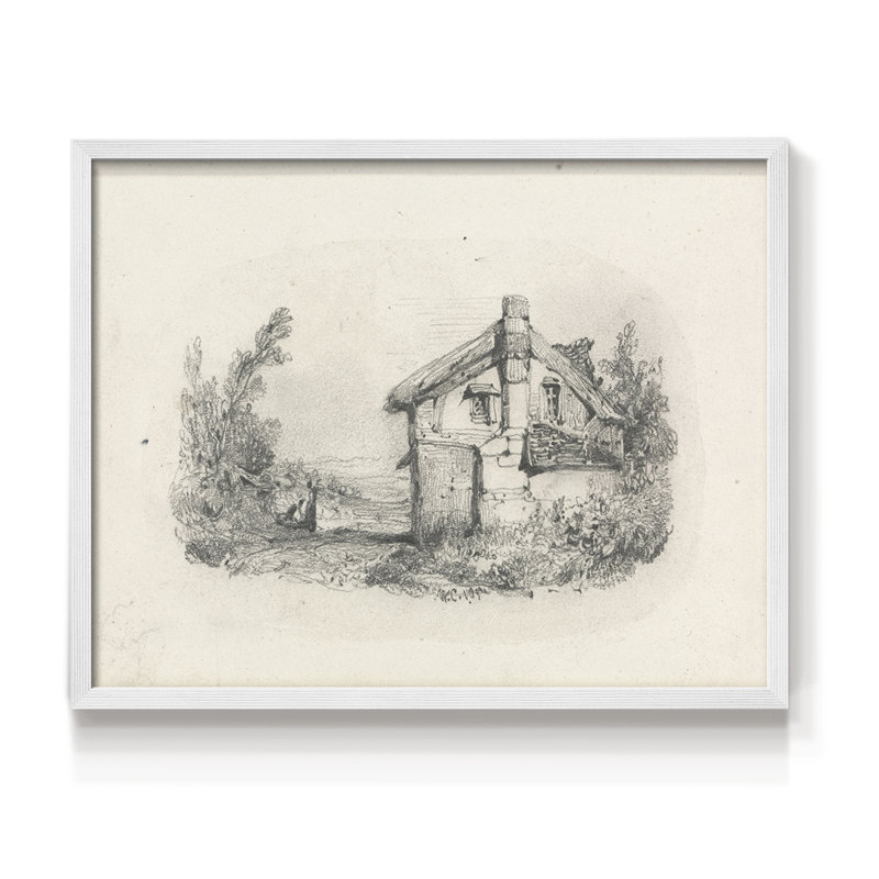 Croquis rétro - XLVI - reproduction encadrée, H 16 po x l 20 po, Blanc