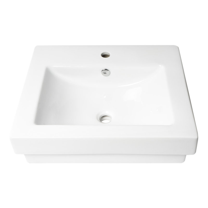 Lavabo de salle de bain rectangulaire blanc avec trop-plein