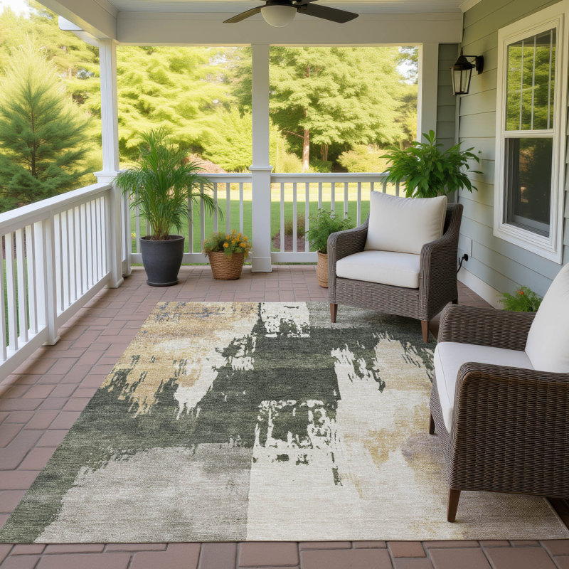 Machine Washable Indoor/Outdoor Chantille ACN2347 Abstract Rug, Rectangle 5' x 7'6"