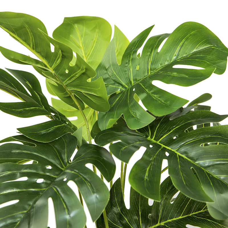 22'' Faux Philodendron Plant in Wicker/Rattan Basket