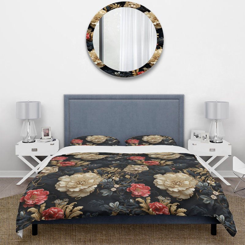 Ensemble de housse de couette à motif cachemire noir et blanc Victorian Elegance