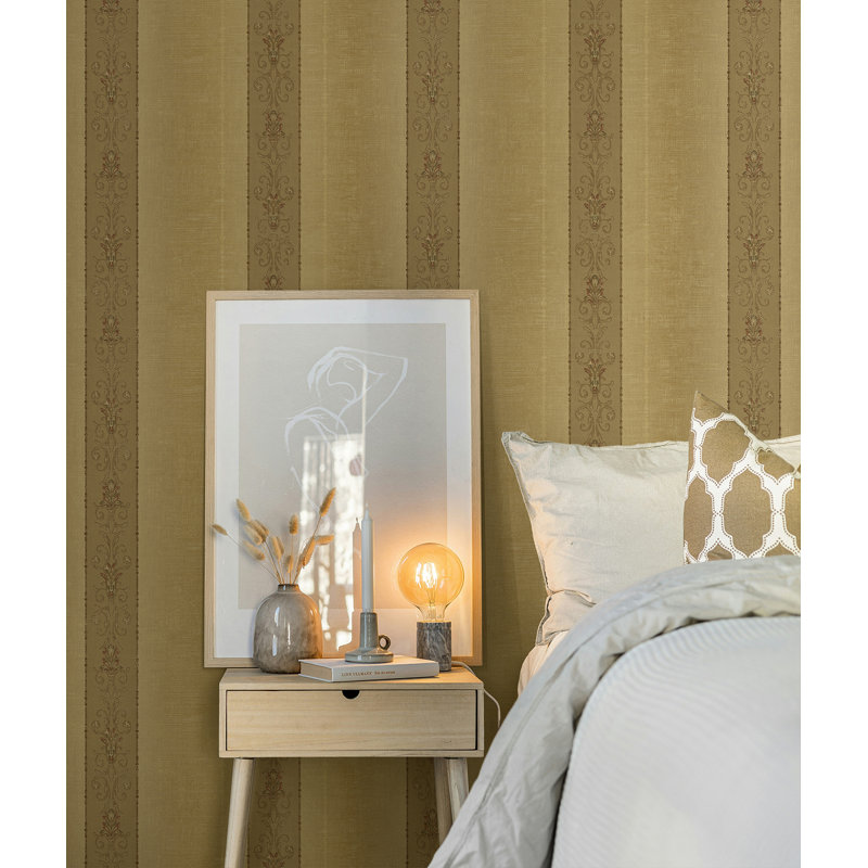 Papier peint rayé non collé Seabrook Designs, Caramel