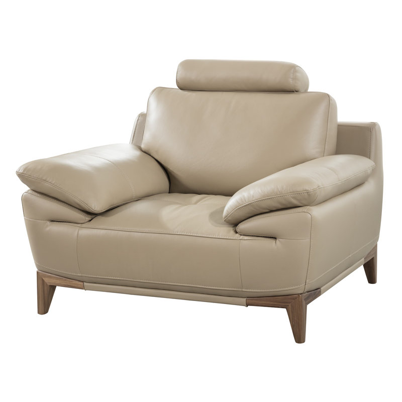 Fauteuil Mehaffey, Cuir véritable taupe