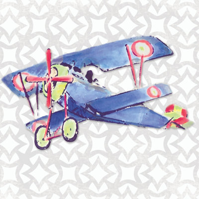 "Watercolor Biplane" par Reesa Qualia, reproduction sur toile tendue