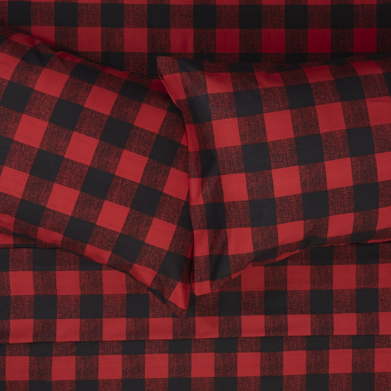 Buffalo Plaid Printed Microfiber Sheet Set, Full