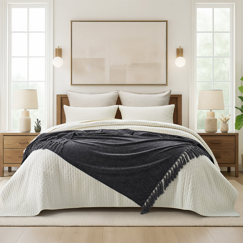Soft Chenille Throw Blanket, Iron Black, 60" L x 50" W