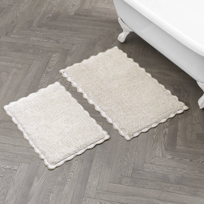 Laura Ashley Heathered Crochet Border Bath Rug 2-Piece Set