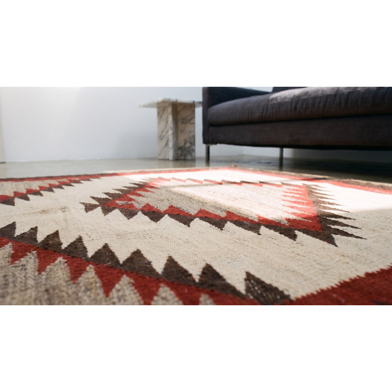 Flatwoven Antique Tribal Geometric Navajo Native American Area Rug