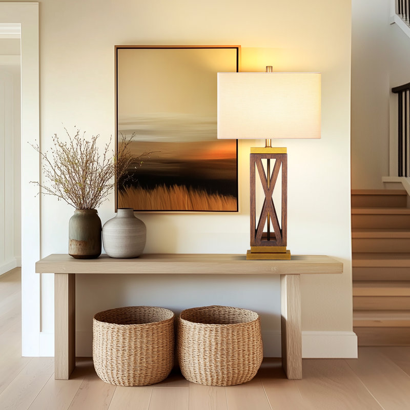 Lampe de table de ferme 31 "avec abat-jour en lin pour le salon de la chambre à coucher