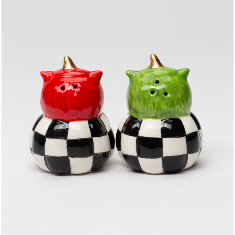 Salières et poivrières hibou à damier