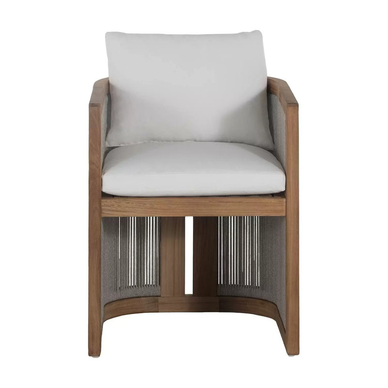 Avalon Teak Outdoor Dining Chair - Natural Rope, Verona Fossil, No