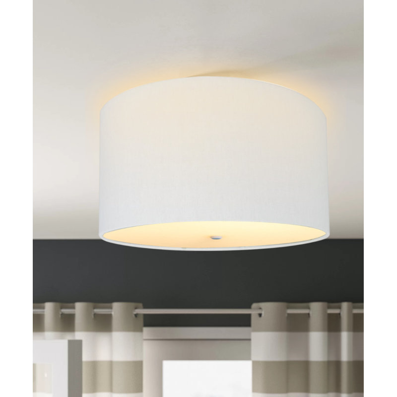 Abat-jour tambour en lin blanc Moderne