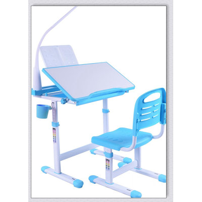 Desk for Kids Desk and Chair Set Kids Art Desk Drafting Table Desk Set with Adjustable Height, 40-Degree Tiltable Children Desktop, LED Light,Bookstand