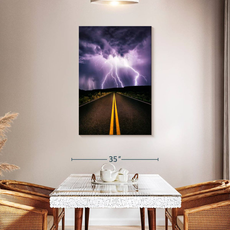 Mehar Lightning Storm sur une route isolée, Arizona, H 51 po x l 34 po