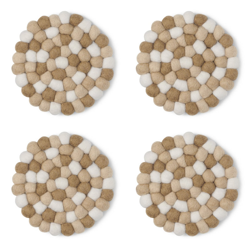  Ensemble de 4 sous-verres ronds MODWOOL (neutres nordiques), Crème / Havane