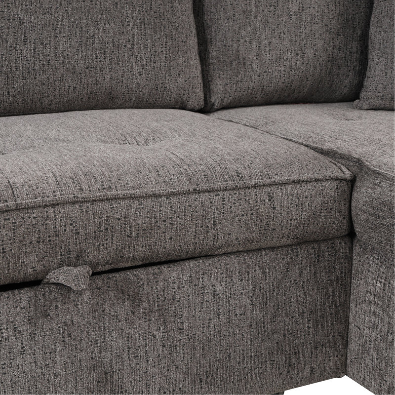 Upholstered Sectional Right Hand Facing, Knox Charcoal Linen 1, Right Hand Facing