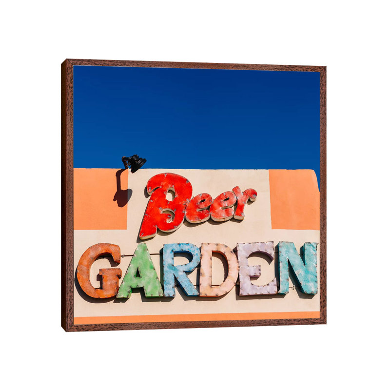Marfa Beer Garden by Bethany Young - Print on Canvas, Classic Brown Wood Framed, 93.98cm H x 93.98cm W x 3.81cm D