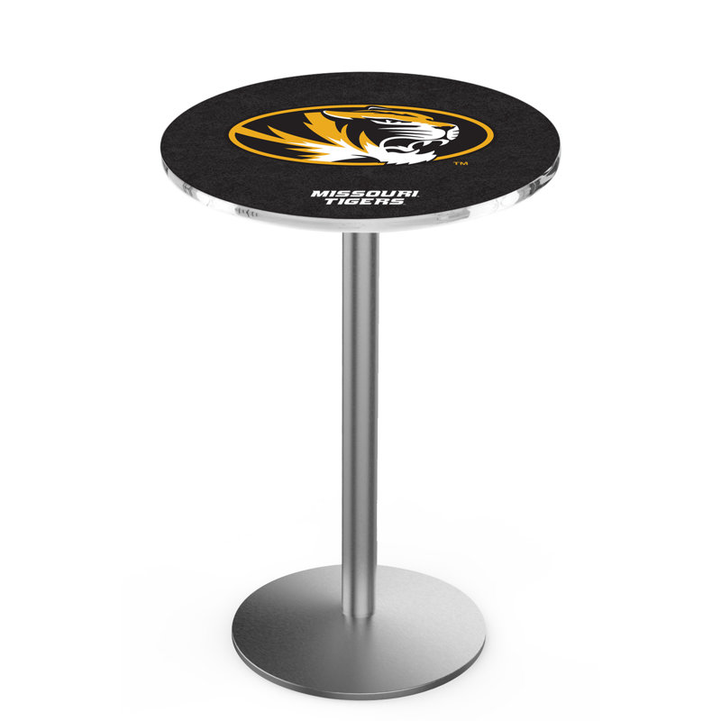Round Metal Base Dining Table, Stainless Steel, University of Missouri