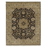 High-Quality Hand-Knotted Black And Gold Area Rug