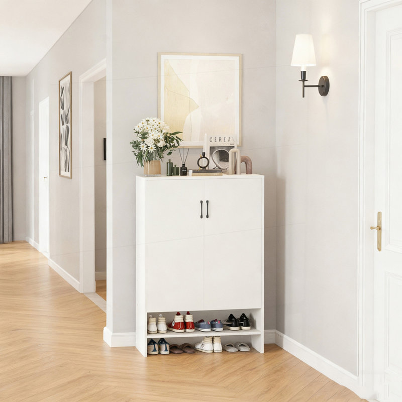 Armoire à chaussures 7 portes à grande capacité avec porte, Blanc