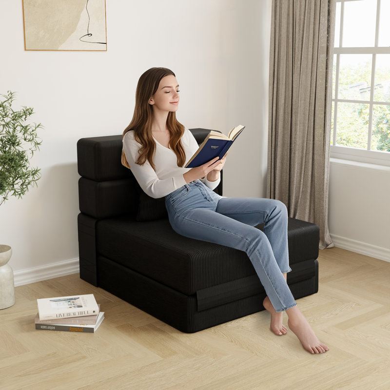 Canapé modulaire convertible en tissu Boneless, Noir