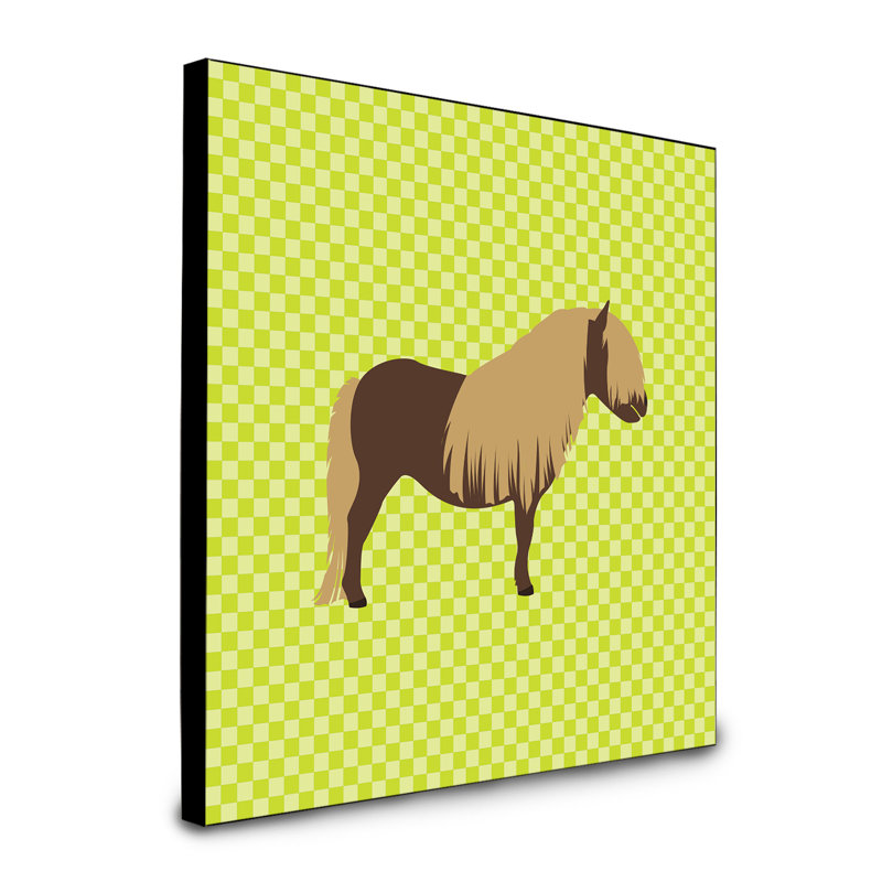 Panneau mural d’art cheval shetland pony Chivan, Vert