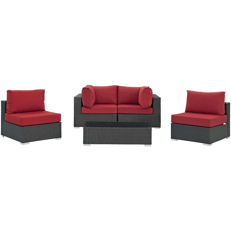 Ensemble modulaire d'extérieur Sunbrella 5 pièces Stopover, Rouge