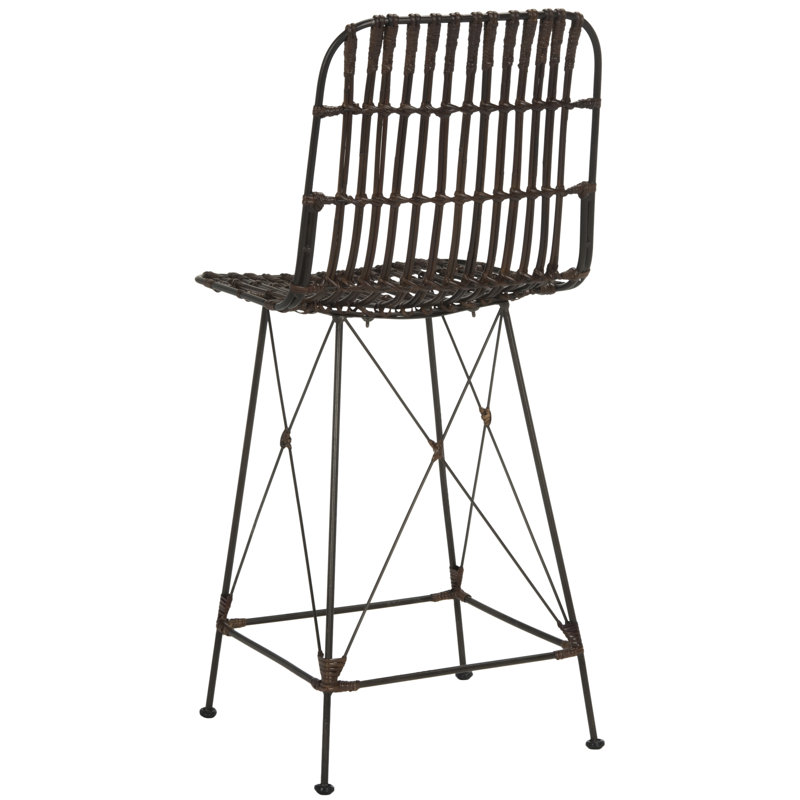 Counter Stool with Metal Frame, Brown